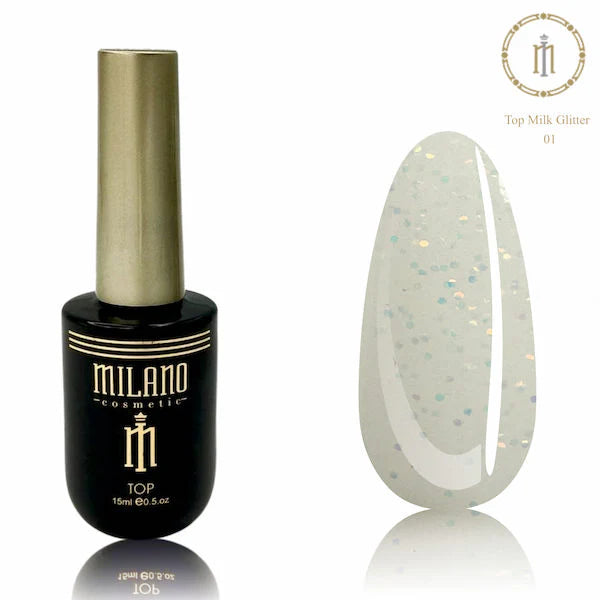 Milano TOP MILK Glitter 15 ml | Gel nail polis | Top Milano TOP MILK Glitter 15 ml | Gel nail polis | Top